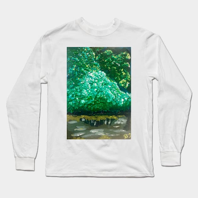 Lush Pond in NYC Painting Long Sleeve T-Shirt by drfriedman1976